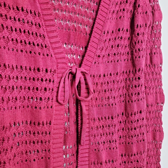MATILDA JANE • Crimson Red Stitch in Time Open Knit Cardigan NEW Sz M - Picture 4 of 7